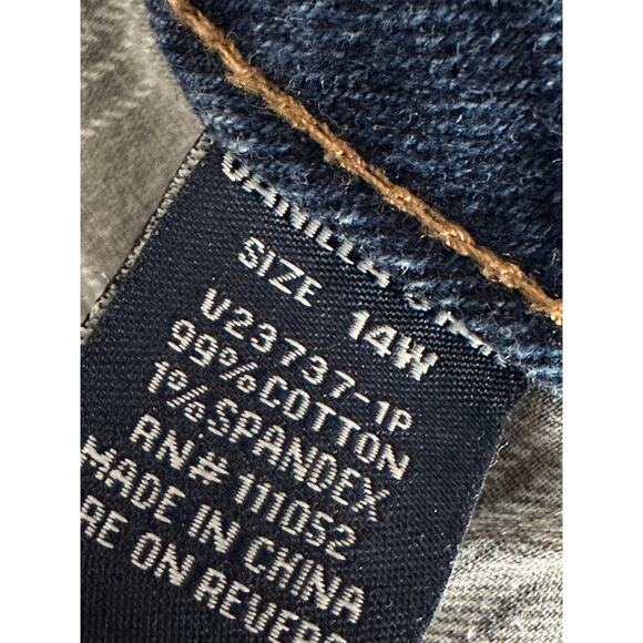 Vanilla Star Medium Wash Distressed Boot Cut Denim Jeans Distressed Womens 14W - Picture 7 of 8